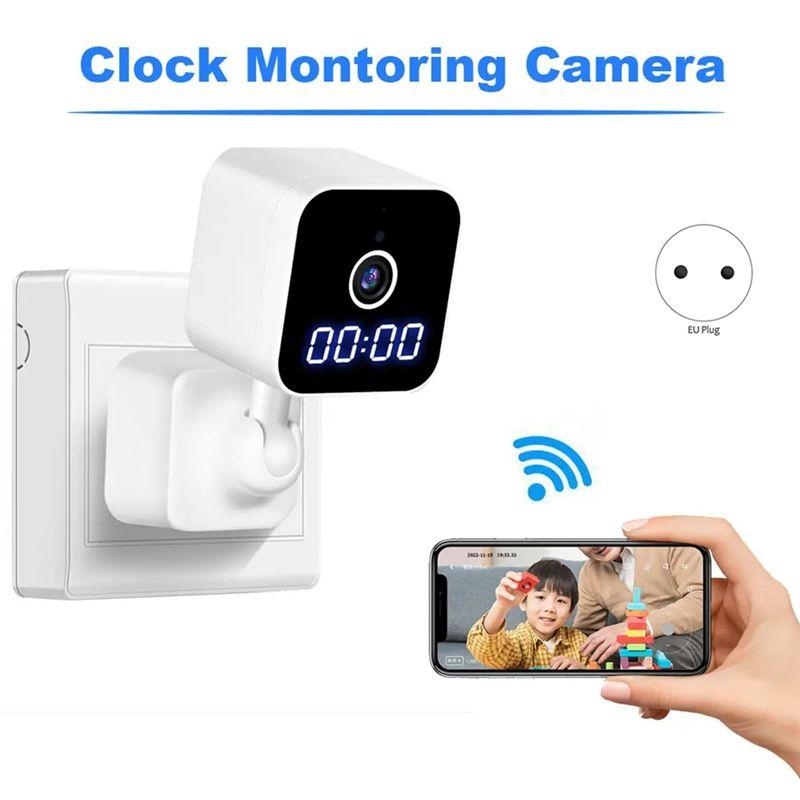 ABUO-Clock Monitoring Camera 1080P Mini Wifi Surveillance Cam With Night Vision And Sound Detection Way Audio Siren
