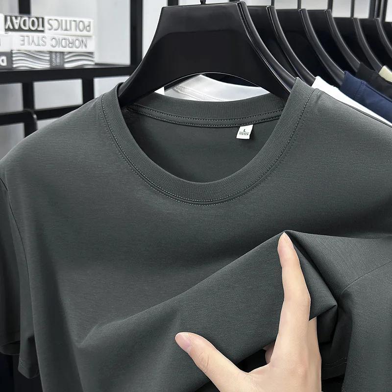 Pohodlné Měkké Lyocellové Tričko Letní Pánské Prodyšné Antibakteriální Jednobarevné Lehké Krátký Rukáv Kulatý Výstřih Spodní Tričko