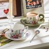 Retro Ceramic Cups And Saucers, Antique Oil Painting, Green Wind Chimes, Flower Coffee Cups And Saucers, Hepburn Style Afternoon Tea