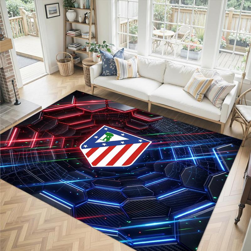 Atletico Madrid Design Crystal Velvet Carpet Cozy Non?Slip Printed Rug For Bedroom Living Room Entrance