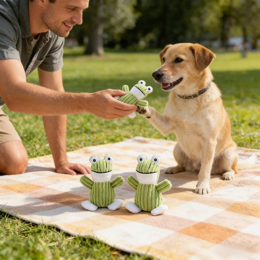 Luxury Puppy Toys For Teething Small Dogs Puppy Chew Toys With Durable Squeaky Dog Toys Cute Plush Frog Dog  Chew Toy.
