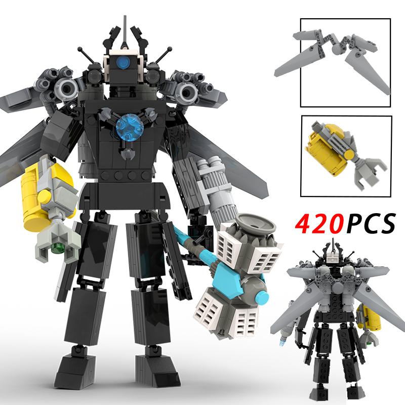 MOC Skibidi Toilette Bausteine Titan Monitorman Spinne VS TV Mann Figuren Konstruktionsspielzeug DIY Modell für Kinder Weihnachten