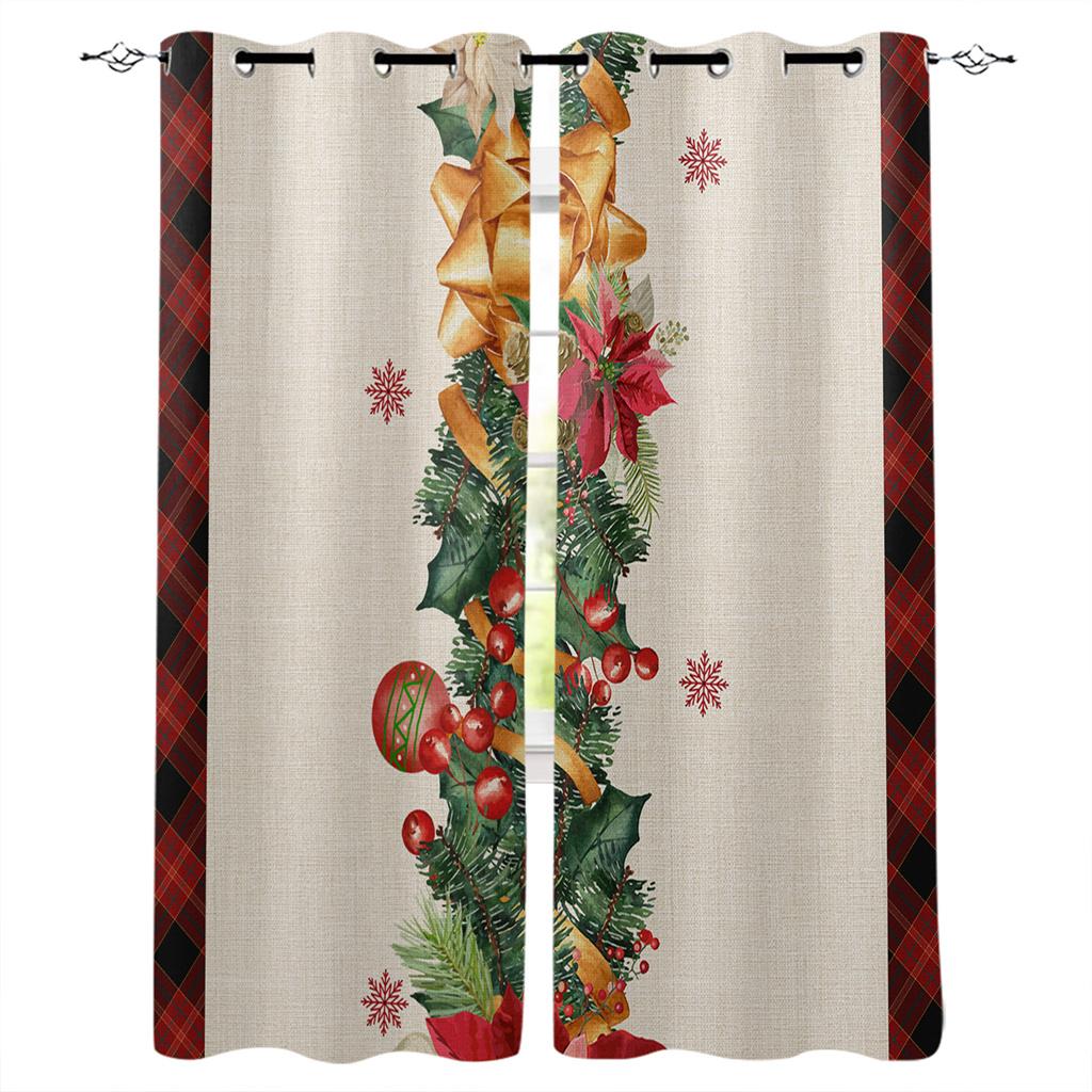 Cartoon Cute Snown Man Christmas Ball Girl Window Curtains For Kids Bedroom Living Room Bathroom Kicthen Door Hall Home Decor 2P