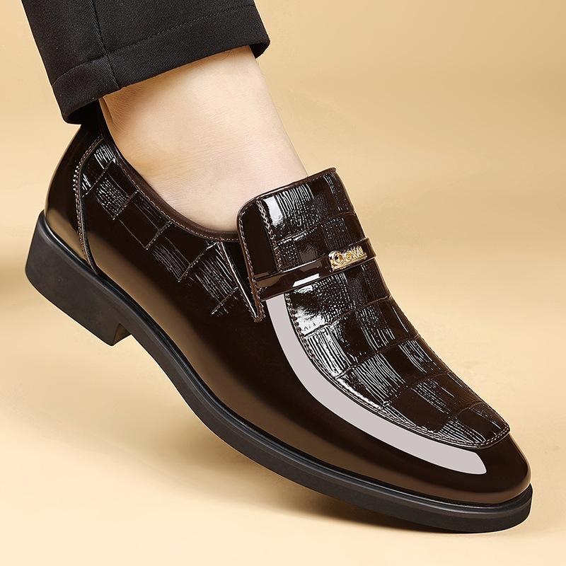 2026 Spring and Autumn New Men's Business Dress Leather Shoes Men's British Foot Cover Patent Leather Men's Shoes Wedding Shoes 1721