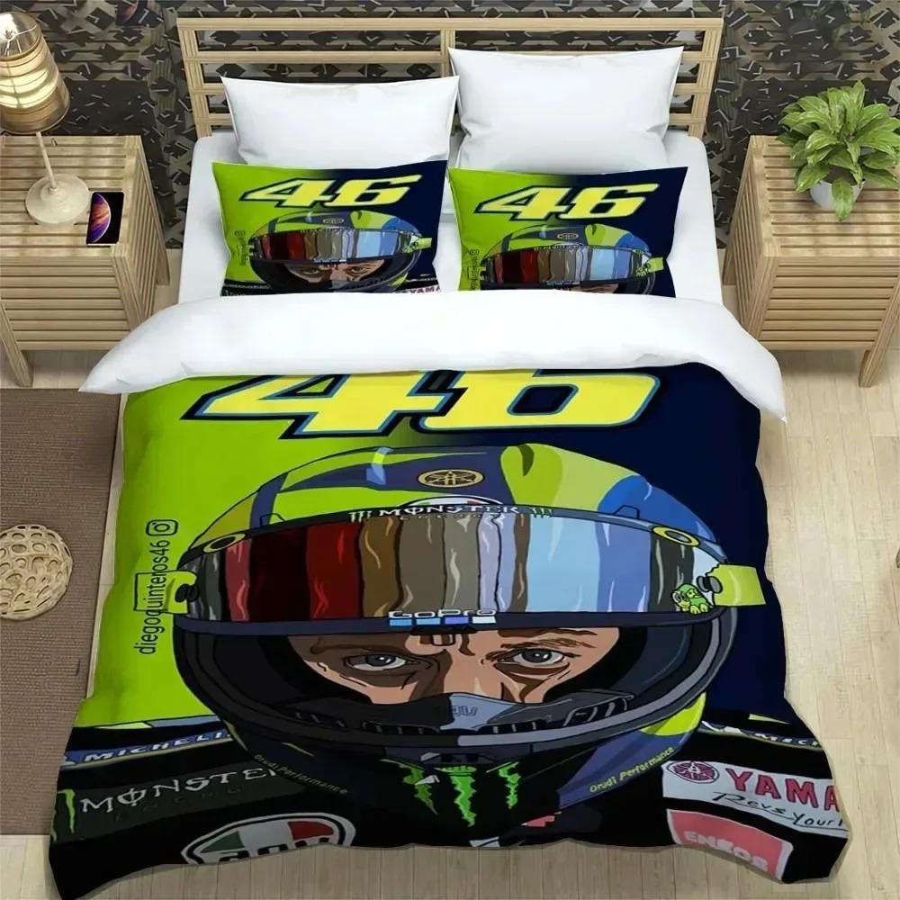 Juegos de Cama 3D Adolescentes Moto R-Rossi 46 Motocicleta Para Niños Niños Funda Nórdica Con Funda de Almohada Juego de Ropa de Cama Textil para el Hogar