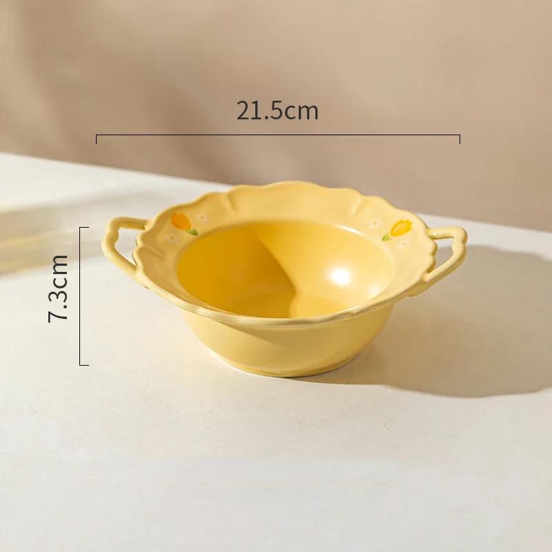 Retro-Blumen-Keramikteller, modisch, kreativ, köstliche Suppenschüssel, für Zuhause, Nachmittagstee, Dessert, Obstteller, exquisiter Fischteller