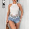 Women's bohemian fringed vest summer new short slim online sleeveless top