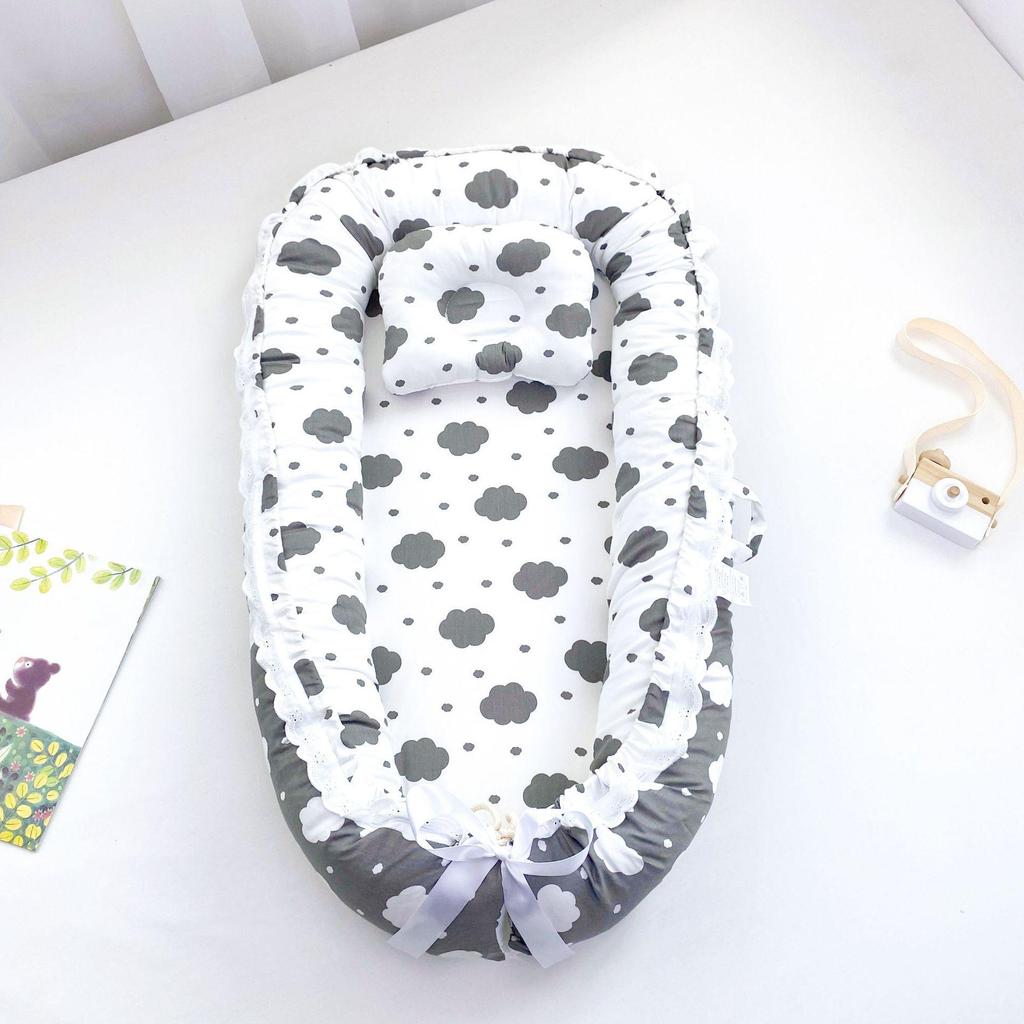 Pure Cotton Lace Removable & Washable Baby Nest Bed - Newborn Sleeping Bed