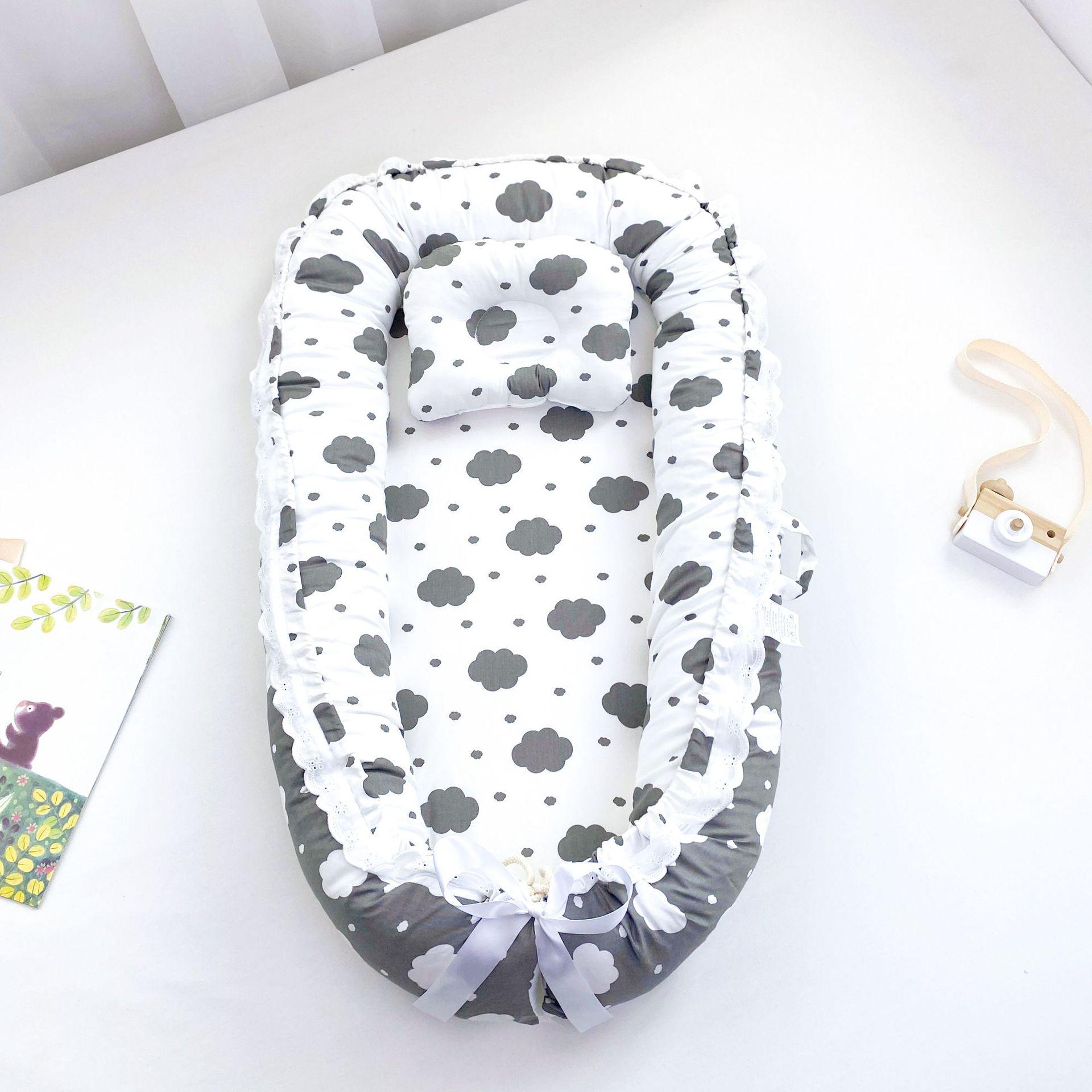 

Гнездышко-кроватка для новорожденного из чистого хлопка с кружевом, съемное и моющееся - Кроватка для сна новорожденного 85 x 50 x 12 cm