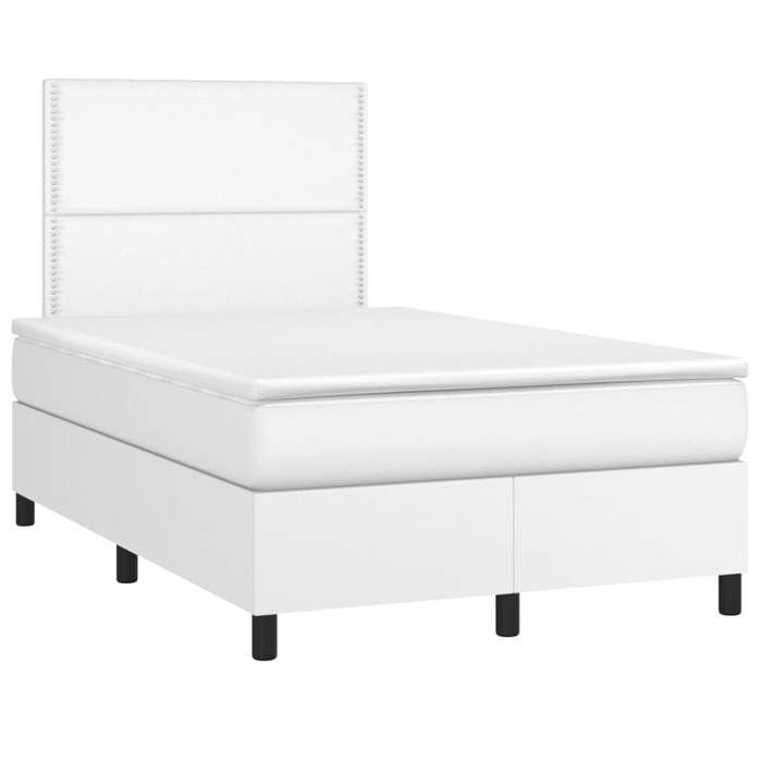 Cadre de lit avec matelas - Maison Exclusive - Blanc - Similicuir - Matelas 120x190 cm LED