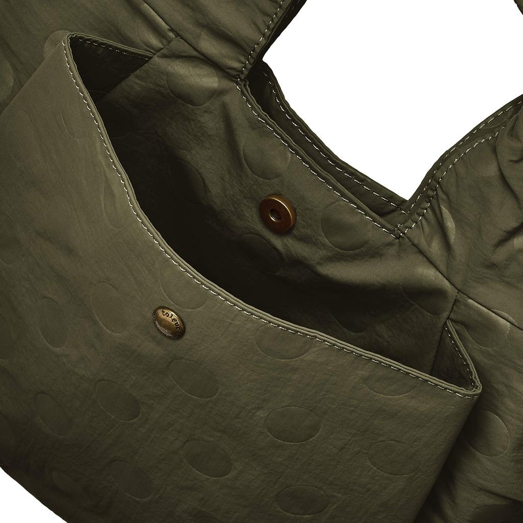 Tora Nylon DotCow Leather Tote, Size 1S, Women's, Khaki, 11714-KH, One Size