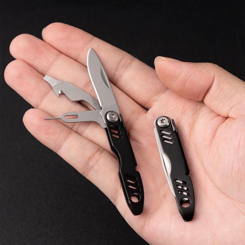 Handy-Kartenentfernungsnadel, Schlüsselanhänger, Flaschenöffner, multifunktionales Klapp- und Schneidemesser, tragbar