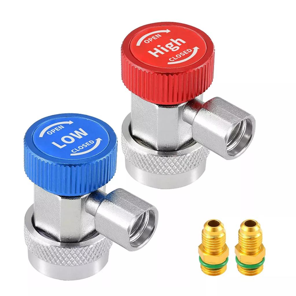 R134A H/L Auto Car Quick Coupler Connector Brass Plating Adapter Air Conditioning Refrigerant Adjustable AC Manifold Gauge