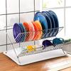 Foldable Dish Drying Rack with Drip Tray, Stainless Steel 2 Tier Dish Drainer Rack, Collapsible Dish Drainer, Folding Dish Rack