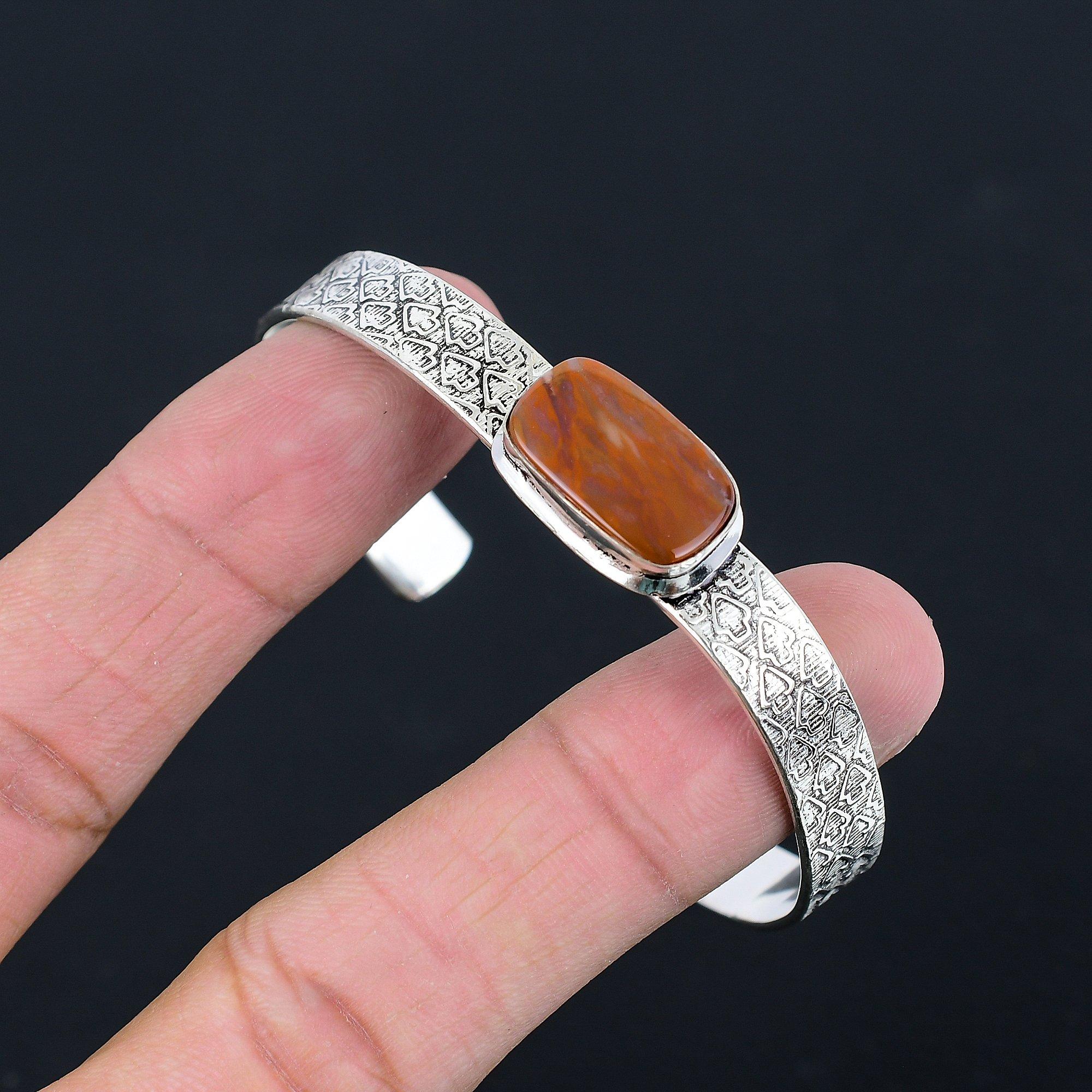 

Sisters Day Deal Radiant Natural Tube Agate 925 Silver Engagement Wedding Bangle Adjustable