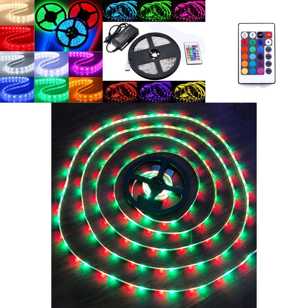Vielseitiges 300-LED-RGB-Streifenlicht-Kit mit einstellbaren Modi und Fernbedienung 16 Fuß