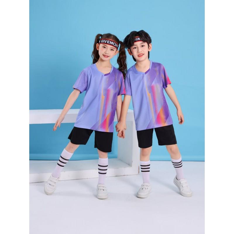 Kids Quick-Dry Badminton Set Short Sleeve Sport Jersey Unisex Tennis Volleyball Training Outfit