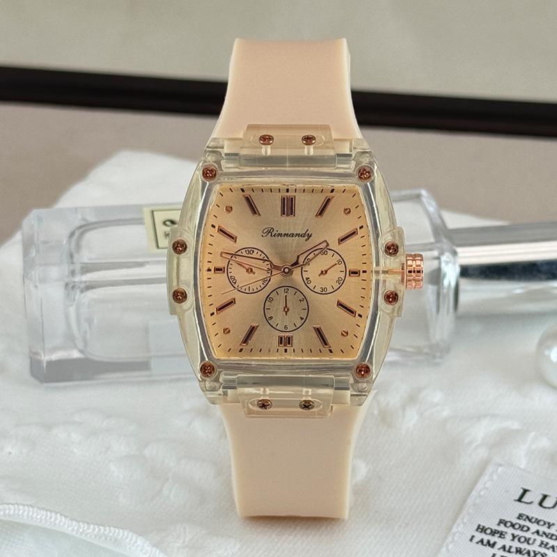 Мужские часы JYL Синий свет Полый Спортивные Силиконовый ремешок Beige зеленый папоротник