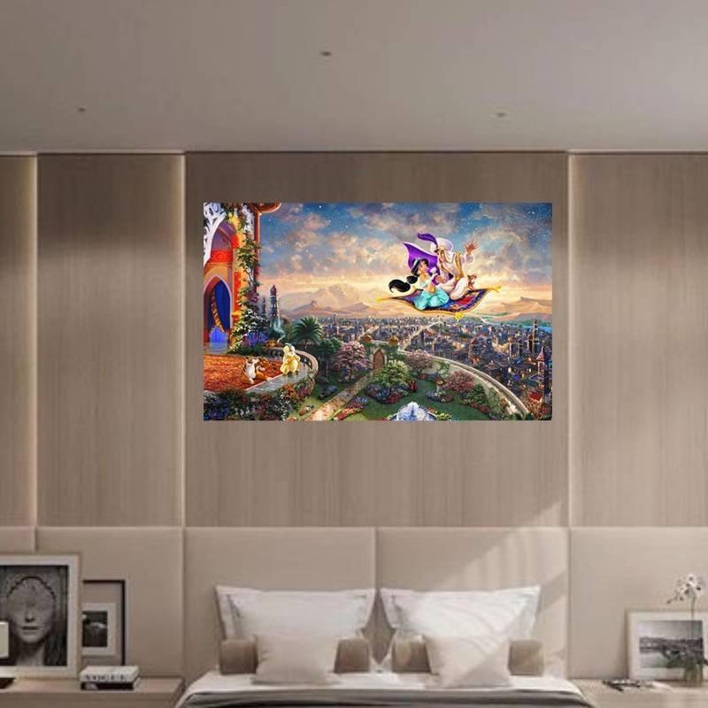Vibrant Mermaid Princess Canvas Artwork Modern Fairytale Kids Room Decoration