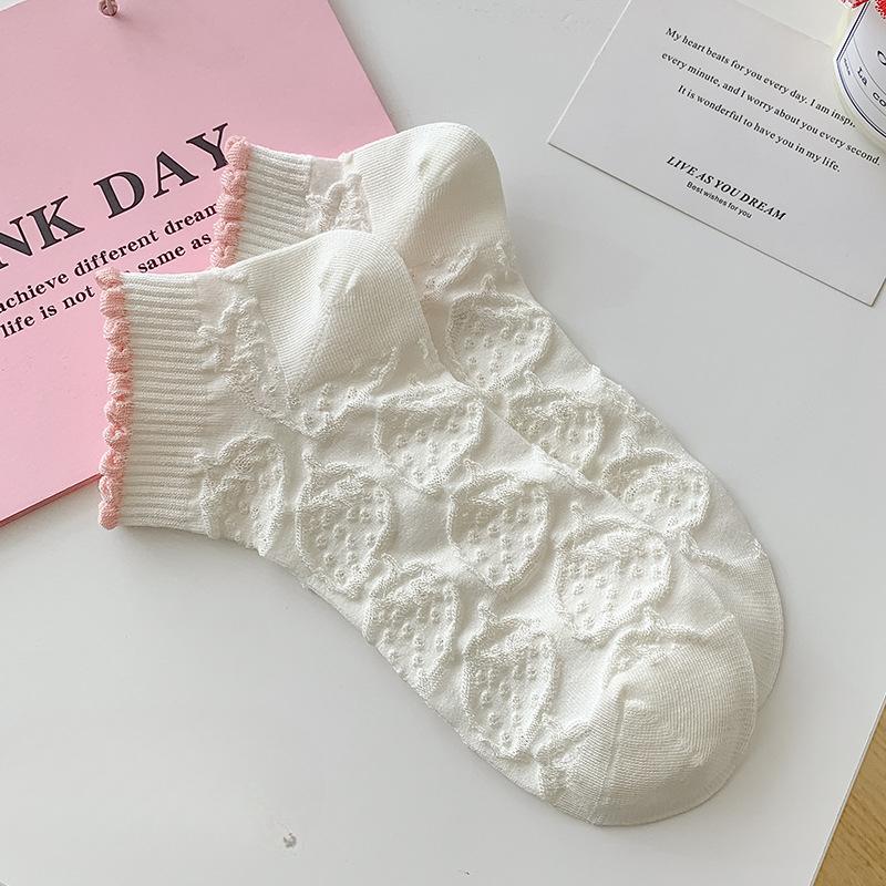 3 Pairs of Summer Thin Boat Socks for Women, Deodorizing, Sweat-absorbing, Mesh Sweet Short Socks That Don't Fall Off, Women's Socks