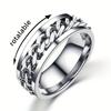 Stainless Steel Men's Woman Cool Rotatable Chain Ring Casual Finger Ring, Exquisite Men's Accessory Zircon