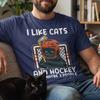 Cat Hockey T-Shirt, Retro Ice Hockey Graphic Tee, Animal Lover Gift