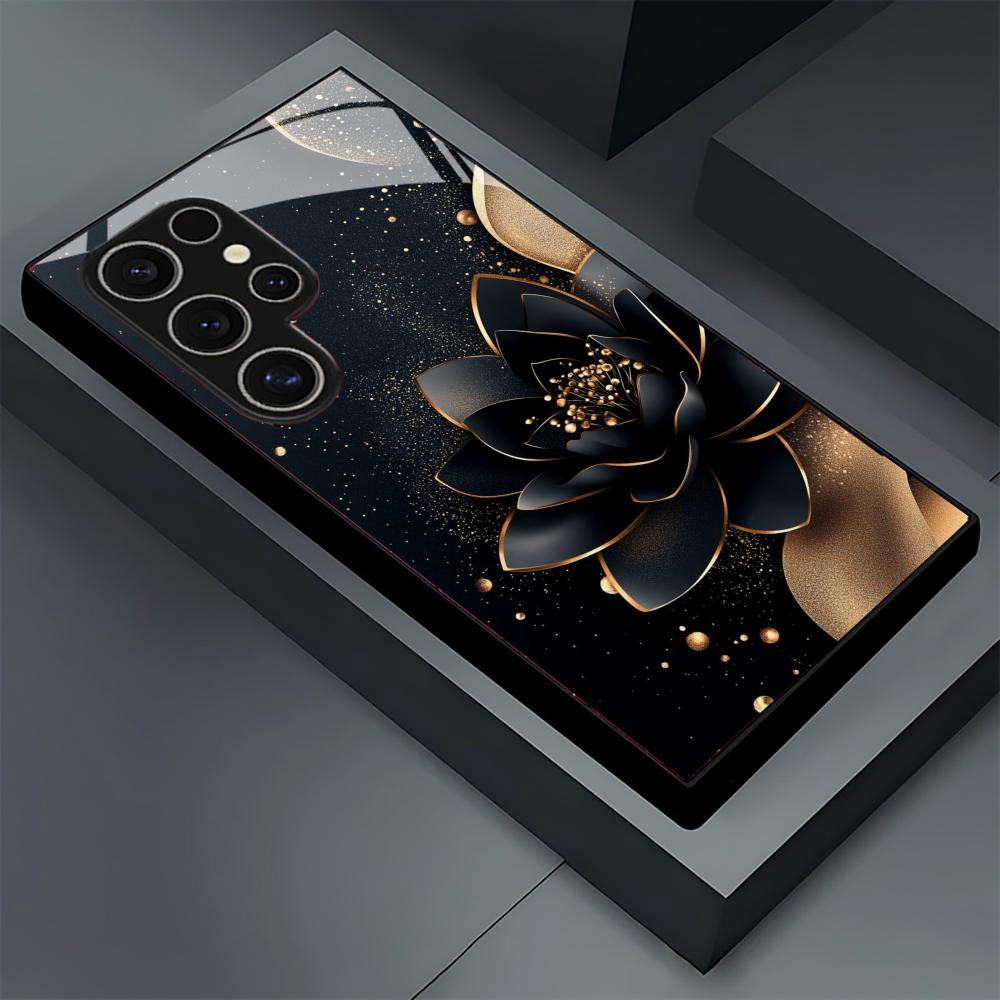 Lusha Blumenmuster Glas Handyhülle für Samsung Galaxy S26 S25 S24 S22 S23 Ultra S21 S20 Plus 5G Rutschfest Vollabdeckung