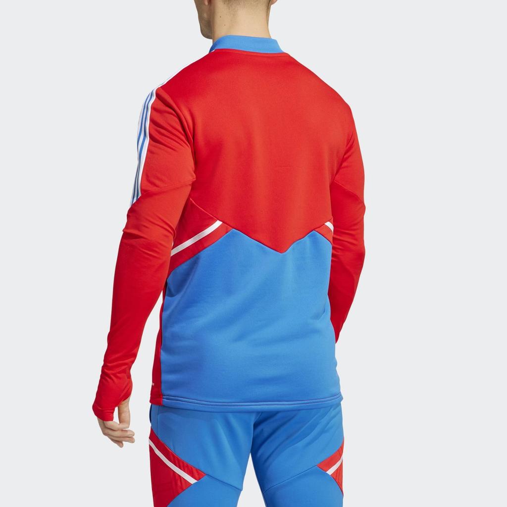 Adidas Letter Logo Print Three Stripes Half-Zip Long Sleeve T-Shirt Men Tops Red HU1280