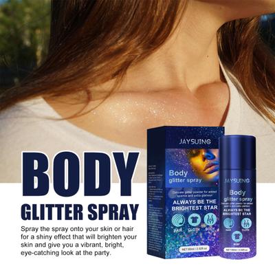60ML Glitter Spray Shine Face Collarbone Hair High-gloss Party Atmosphere Brighten Flash Sequins Spray