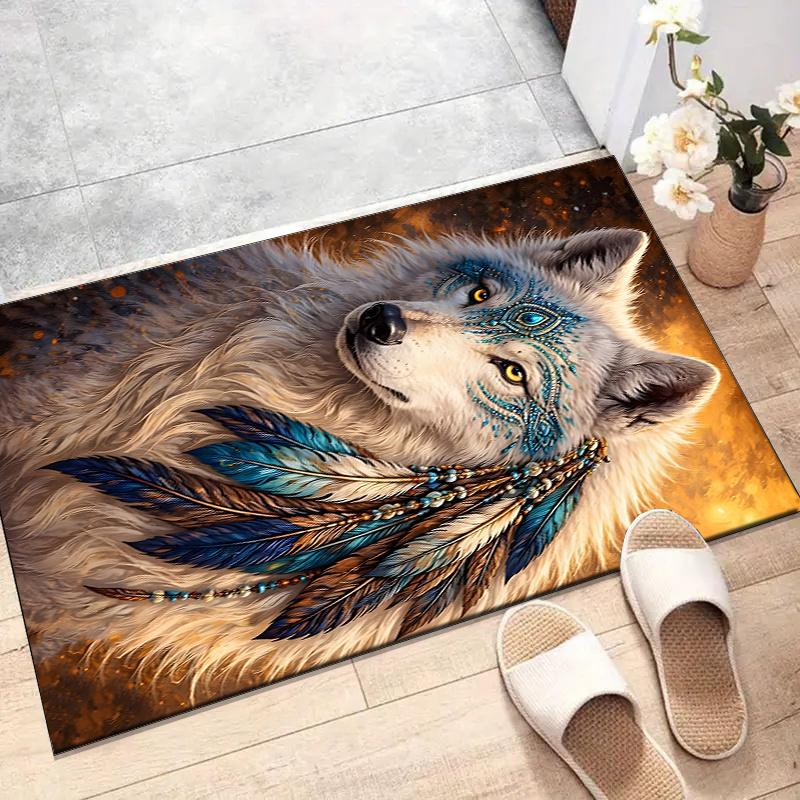

Crystal Velvet Wolf King Printed Area Rug Carpet for Bedroom, Living Room, Home Office Decor, Rugs Mat, Fashion Mat Rug for Bedside A86 60cm x 90cm