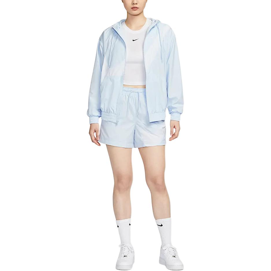 Nike Sportswear Classics Logo UPF 40+ Sun Protection Loose Fit Zip-Up Hooded Long Sleeve Jacket Women jackets Purple-Blue White HM8972423