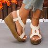 Wedge Sandals for Women Summer 2025 Comfortable Non Slip Beach Shoes Woman PU Leather Platform Roman Sandalias Mujer