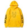 Bad Bunny Print Fleece Hoodie Unisex Casual Pullover Streetwear Customizable Sweatshirt