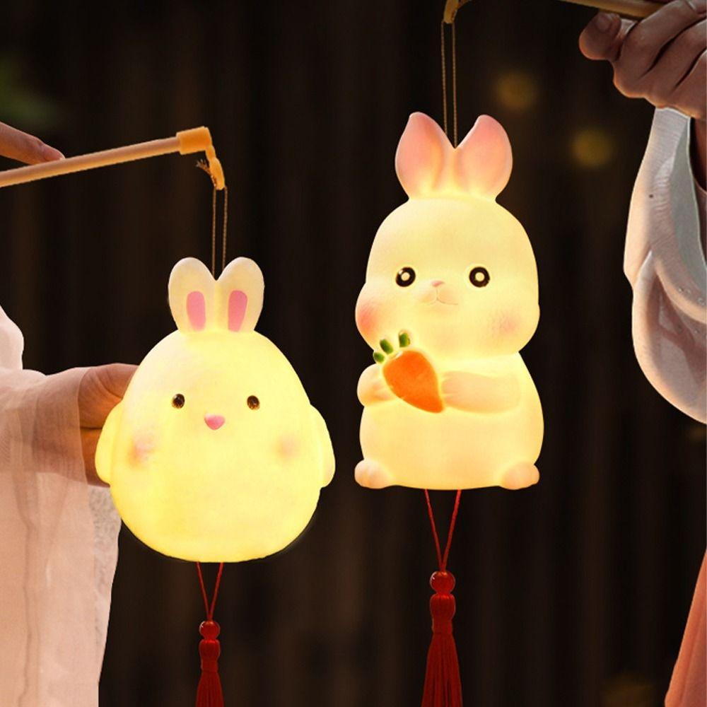 Cartoon Chinese Rabbit Lantern Blessing Antique Lantern Portable Handheld Lamp  Kindergarten