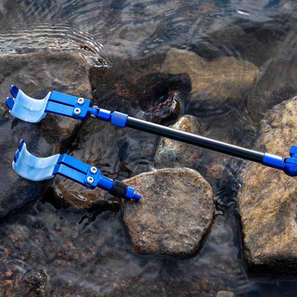 Portable Fishing Rod Holder Hold 2 Rods Adjustable Fishing Pole Holders Foldable Telescopic Detachable Fishing Box Accessories