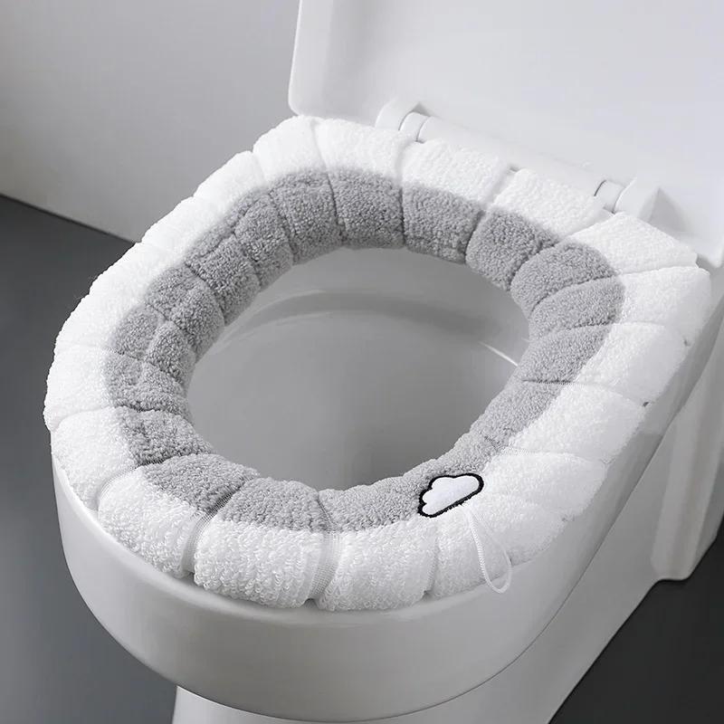 Universal Toilet Seat Cushion Thick Plush O-shaped Toilet Seat Toilet Cover with Handle Nordic Bathroom Accessories