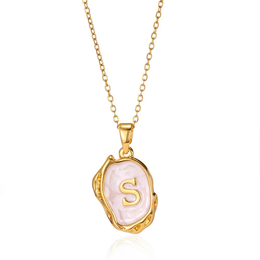 26 Letter Irregular Pendant Ladies 18K Gold-plated Letter Necklace Dating Birthday Gift