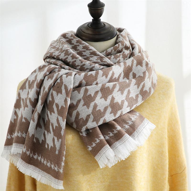 Imitation Cashmere Scarf Winter Women's Sweet Mid-length Scarf Warm Print Scarf Shawl