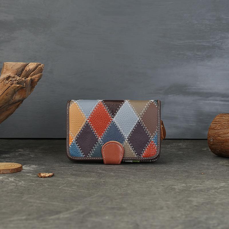 

Тканый цветной кошелек-портмоне с большой вместимостью, многослотовый, складной, с застежкой-пряжкой, кардхолдер разноцветный