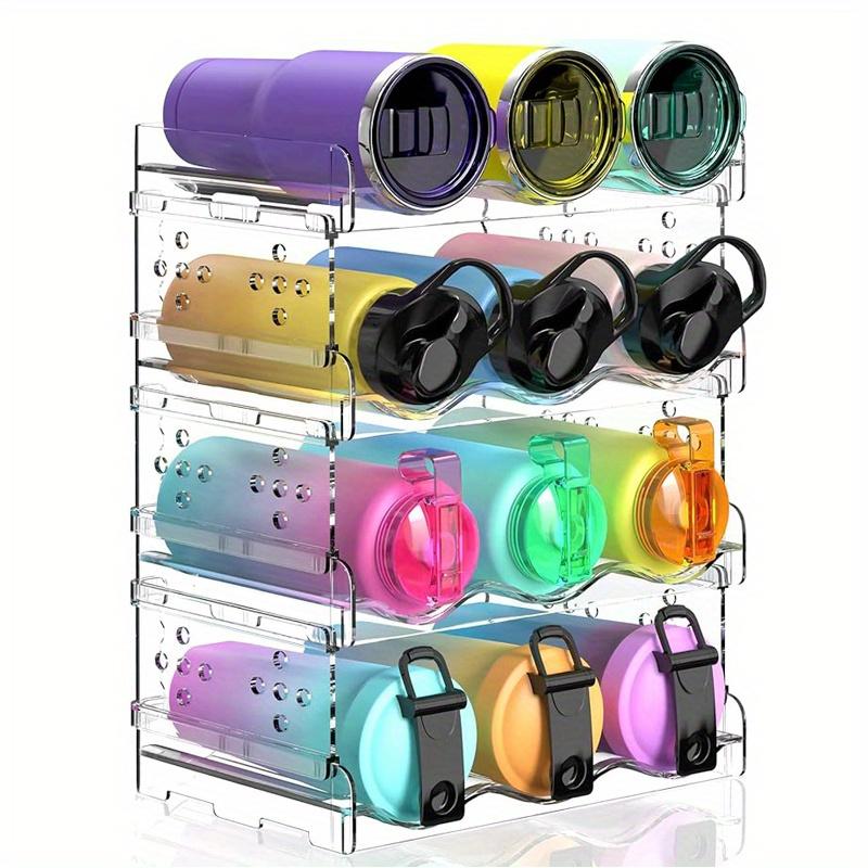 2/4-Tier Stackable Water Bottle Organizer: Kitchen Pantry Storage Rack for Refrigerators,Insulated Cup Storage Rack