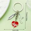 Heart-shaped Syringe Stethoscope Keychain with Nurse Cap Pendant Ornament
