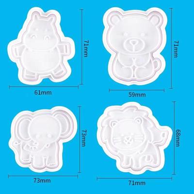 4 Pcs/Set Animal Plastic Biscuit Mold Diy Kitchen Cake Decorating Tools Cookie Cutter Stamp Fondant Embosser Die