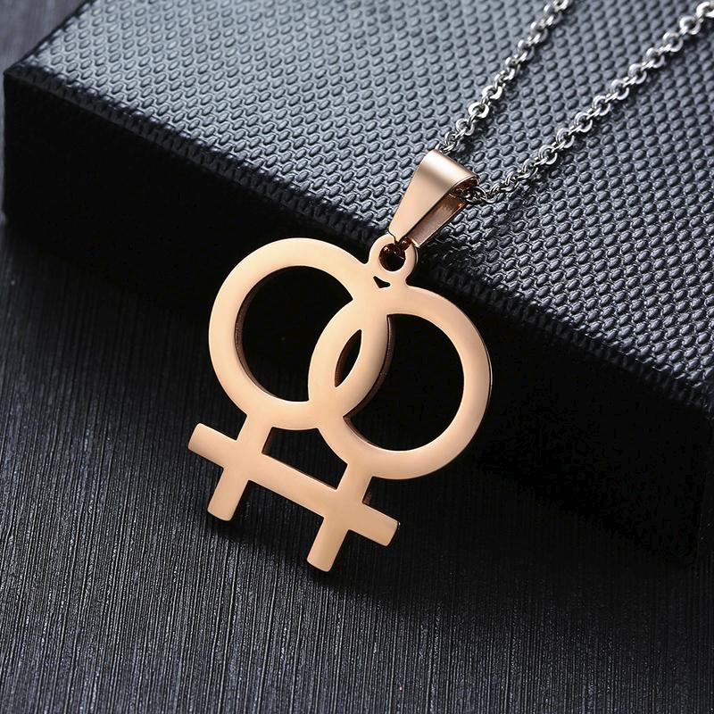 

Female Symbol Necklaces for Women Three Colors Stainless Steel Lesbian Pendant Casual LGBT Jewelry 60CM