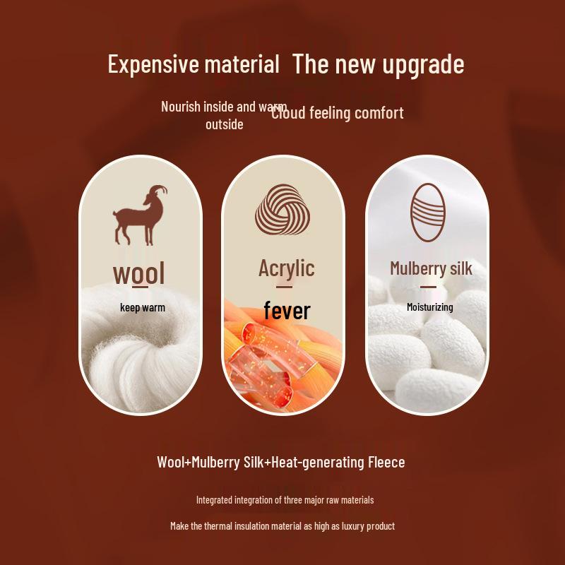 Women's Mulberry Silk Wool Fleece-Lined Warm Base Layer, Mid-High Neck, Autumn/Winter 2025 Collection