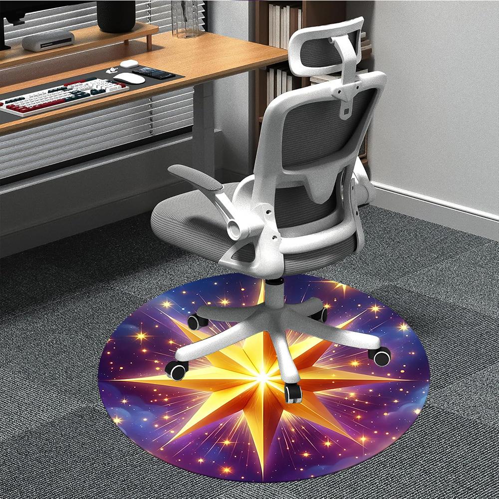 1pc Celestial Star Print Carpet for Office Non-Slip, Round Carpet, Soft & Comfortable, Carpet for Office, Lightweight Round Floor Mat