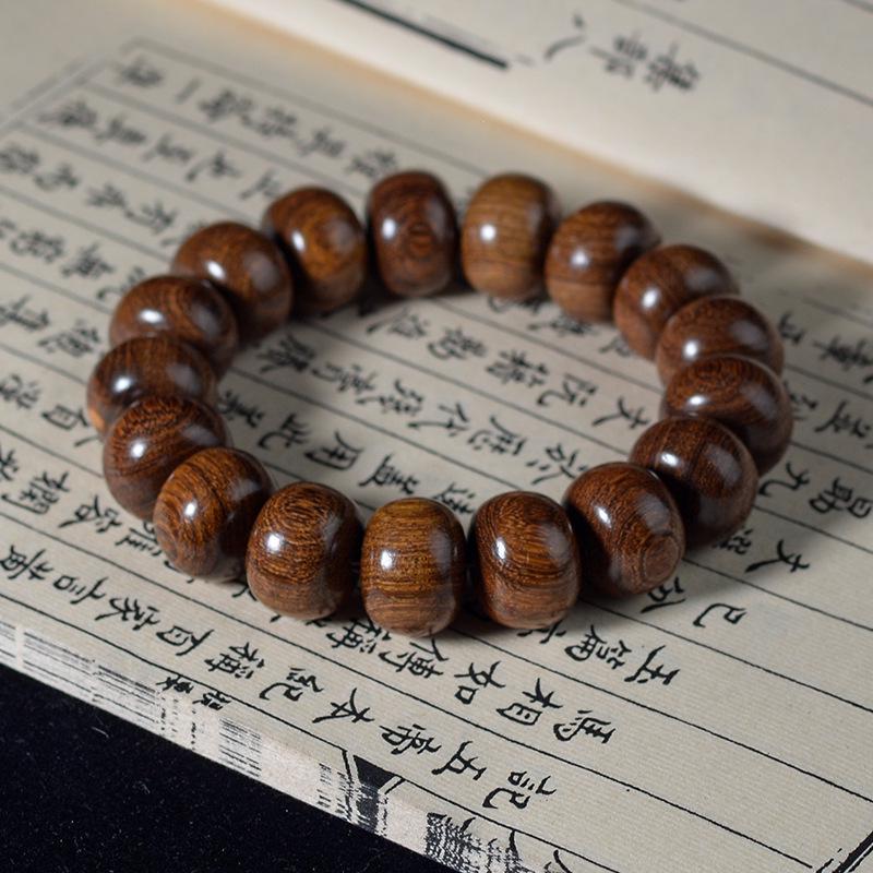 Bracelet Abaque Bois de Santal Rouge, Vert et Violet avec Perles de Jujube et Espaceurs Articulés en Bambou - Design Unisexe