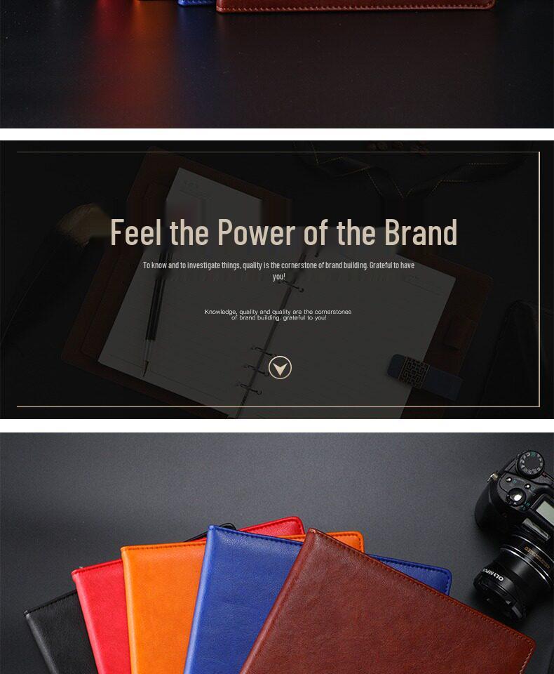 B5 Leather Business Notebook with Detachable Sleeve and Replaceable Core