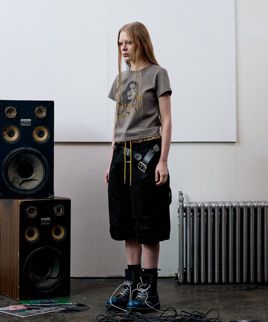 THEVINYLHOUSE Three-Quarter Dart Pants Black