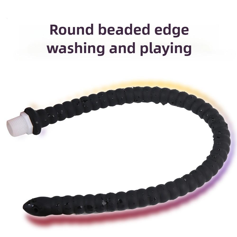 Long Anal Plug Washing Tube Douche Silicone Enema Deep Butt Plug Cleaning Anal Head/Shower /Cleane Nozzle Tip Faucet Attachment