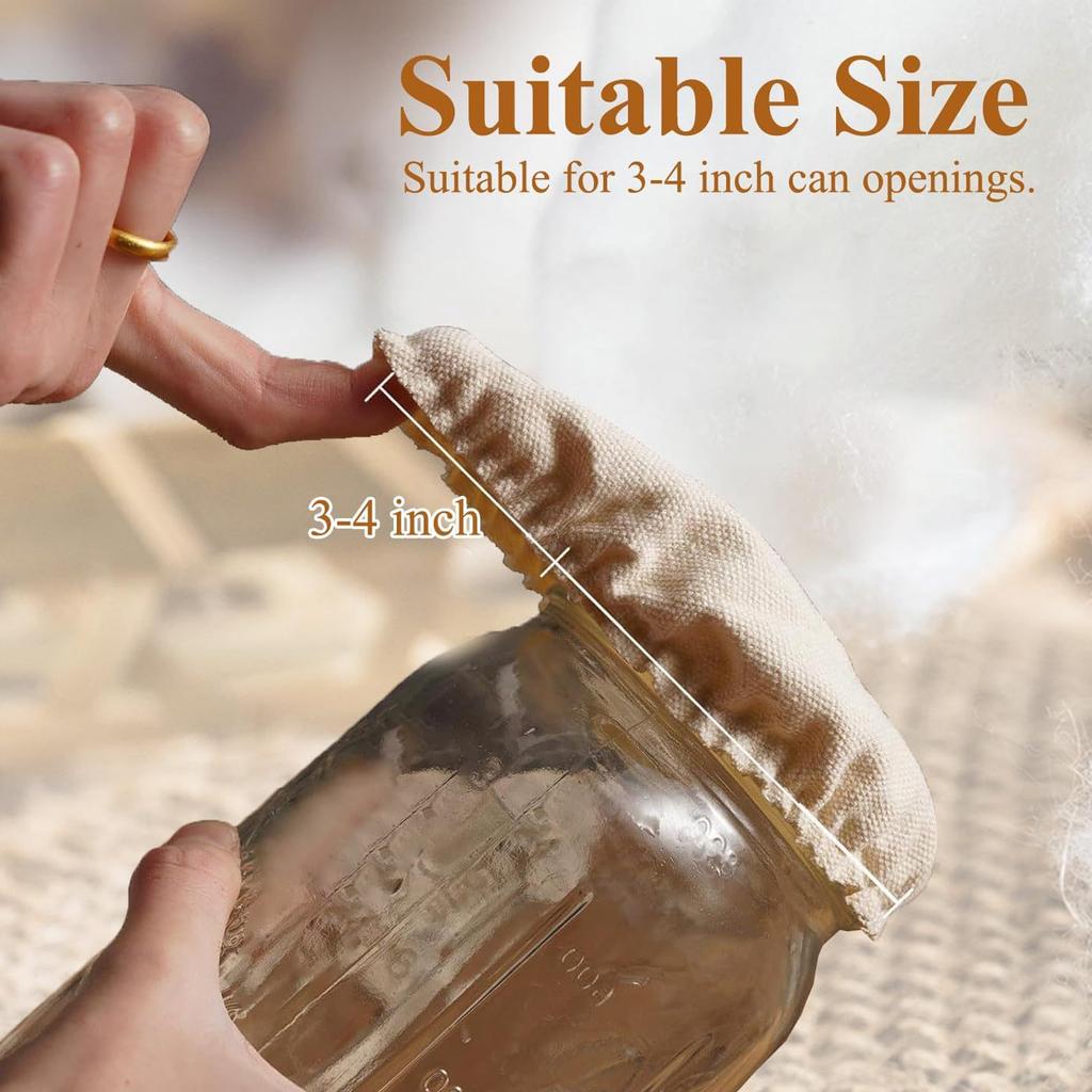 5pcs Sourdough Starter Jar Cloth Covers Reusable Elastic Band Breathable Cloth Jar Covers for 3 To 4 Inch Jar Mouth